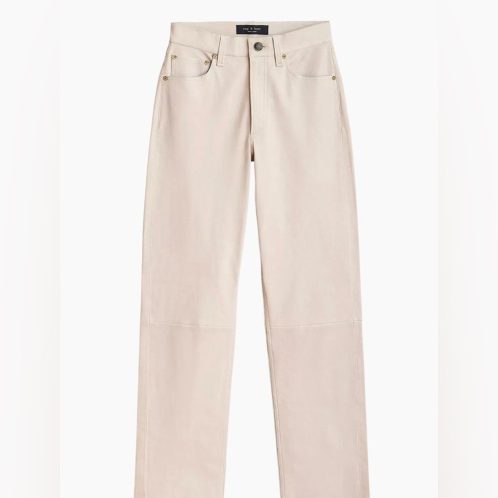 NWT Rag & Bone Women's Size 24 Harlow Lamb Leather Straight Leg Pants Stone